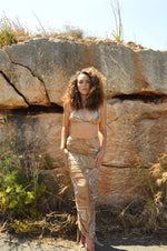 Load image into Gallery viewer, Gold Reine Mesh Tube Dress
