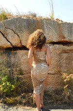 Load image into Gallery viewer, Gold Reine Mesh Tube Dress
