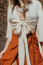 Load image into Gallery viewer, Short Bell-Sleeves Wrap Top

